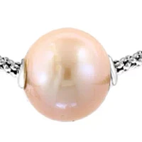 10 Millimeter Peach Freshwater Pearl Necklace in Sterling Silver 