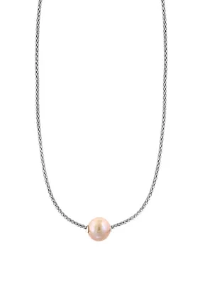 10 Millimeter Peach Freshwater Pearl Necklace in Sterling Silver 