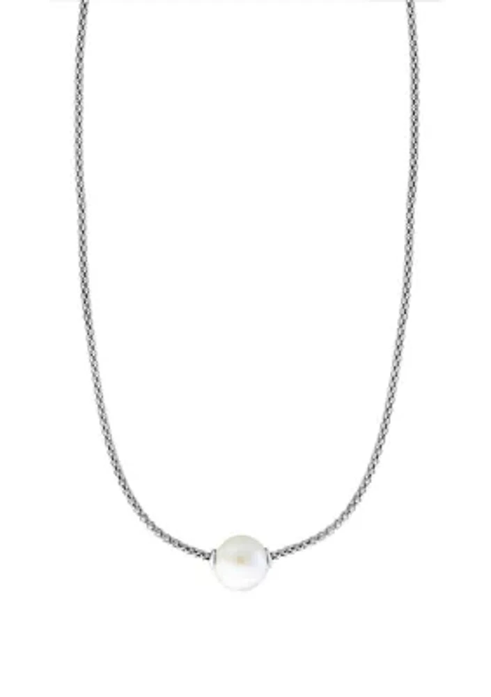  10 Millimeter Freshwater Pearl Necklace in Sterling Silver 