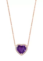 1/4 ct. t.w. Diamond, 3.6 ct. t.w. Amethyst Pendant Necklace in 14K Rose Gold