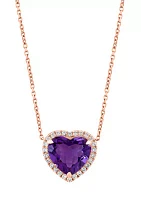 1/4 ct. t.w. Diamond, 3.6 ct. t.w. Amethyst Pendant Necklace in 14K Rose Gold