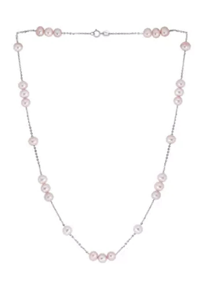 Pink Freshwater Pearl Necklace in 14K Rose Gold