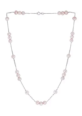 Pink Freshwater Pearl Necklace in 14K Rose Gold