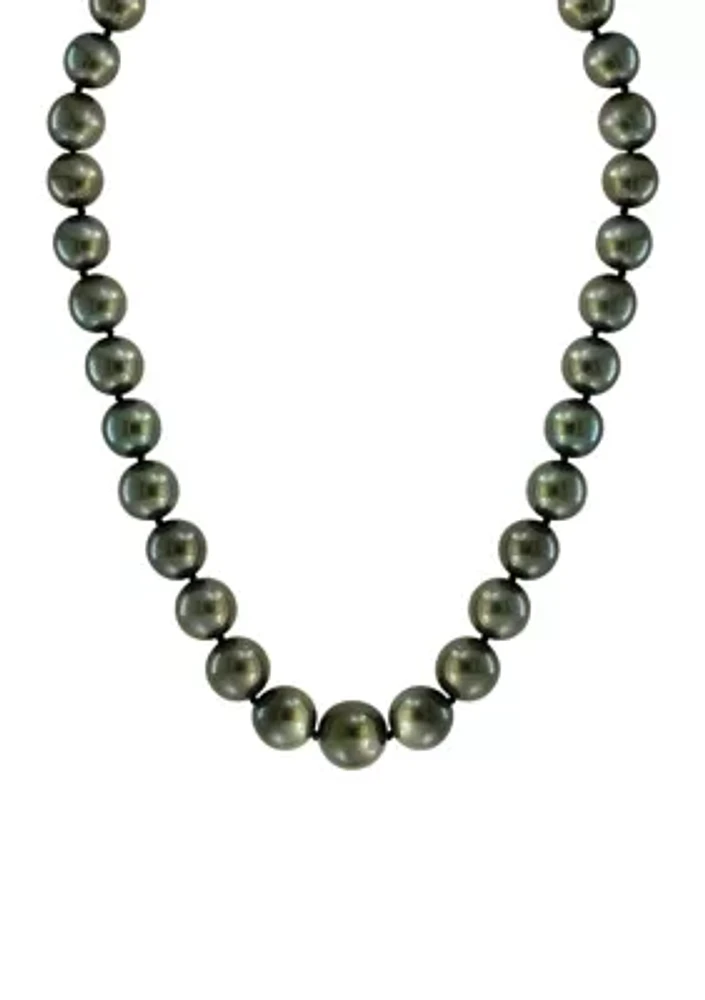 Black Tahitian Pearl Necklace in 14K White Gold