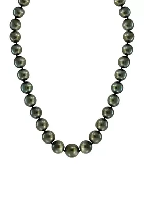 Black Tahitian Pearl Necklace in 14K White Gold