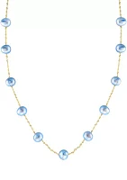 Blue Freshwater Pearl Necklace in 14K Yellow Gold 