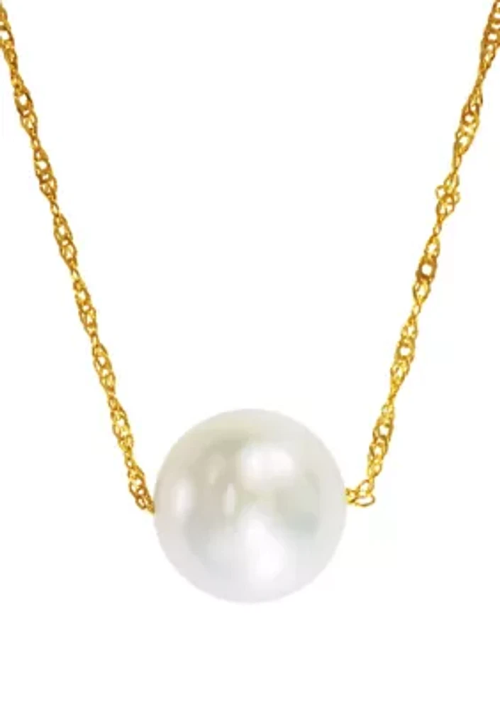 14k Yellow Gold Freshwater Pearl Pendant Necklace