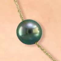 Black Tahitian Pearl and Freshwater Pearl Necklace in 14K Yellow Gold