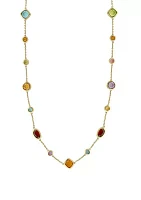 Amethyst, Blue Topaz, Citrine, Garnet, Peridot Necklace in 14k Yellow Gold