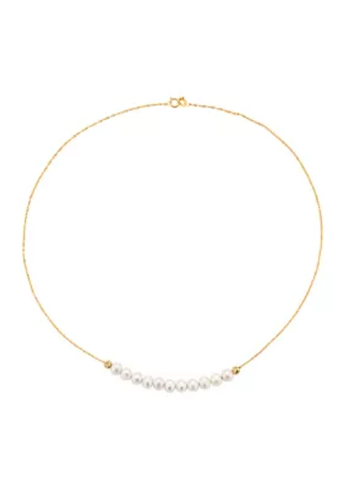 14K Yellow Gold 5.5 Millimeter Freshwater Pearl Necklace 