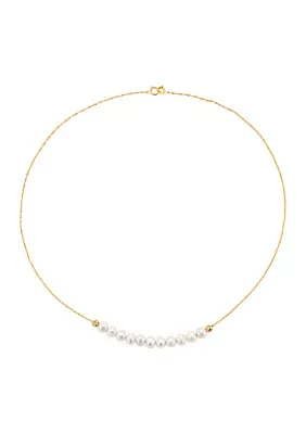 14K Yellow Gold 5.5 Millimeter Freshwater Pearl Necklace 