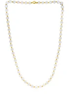 Freshwater Pearl and Gold Bead Necklace in 14K Yellow Gold