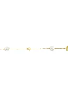 Amethyst, Green Amethyst, Lemon Quartz, Rose Quartz and Freshwater Pearl Necklace in 14K Yellow Gold