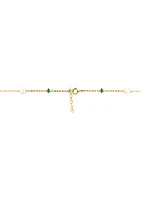 14K Yellow Gold Emerald, Freshwater Pearl Necklace