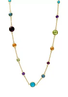 Amethyst, London Blue Topaz, Citrine, Rhodolite, Peridot, Turquoise Multi-bead Necklace In 14k Yellow Gold