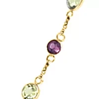 Blue Topaz, Rhodolite, Freshwater Pearl and Peridot Necklace in 14K Yellow Gold