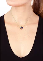 Diamond, Amethyst, Blue Topaz, Citrine, Rhodolite and Peridot Necklace in 14K Yellow Gold