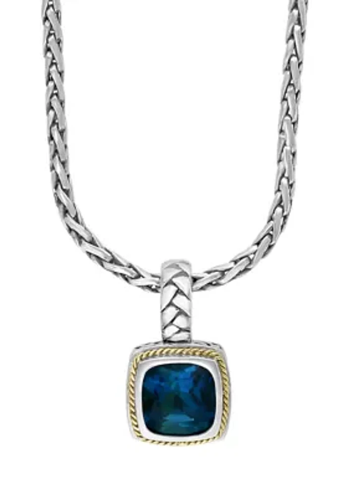 4.65 ct. t.w. London Blue Topaz Necklace in Sterling Silver and 18k Yellow Gold