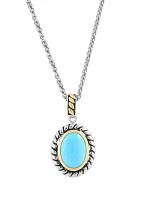 Turquoise Oval Necklace in Sterling Silver and 18K Yellow Gold