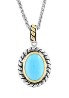 Turquoise Oval Necklace in Sterling Silver and 18K Yellow Gold