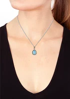 Blue Topaz Pear Necklace in Sterling Silver and 18K Yellow Gold