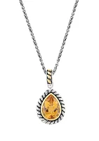 5.2 ct. t.w. Citrine Pear Necklace in Sterling Silver and 18K Yellow Gold