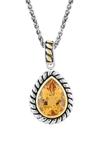 5.2 ct. t.w. Citrine Pear Necklace in Sterling Silver and 18K Yellow Gold