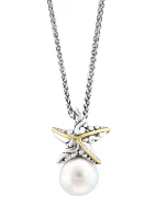 Freshwater Pearl Starfish Pendant Necklace in 18K Yellow Gold Over Sterling Silver