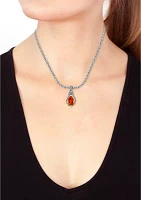 Citrine Cable Pendant Necklace in 925 Sterling Silver and 18K Yellow Gold