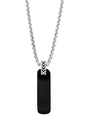 Men's Sterling Silver Onyx Pendant Necklace 