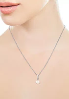 Sterling Silver Freshwater Pearl and Diamond Pendant Necklace 