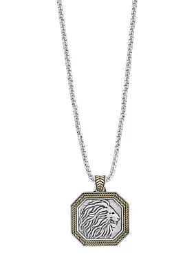 Men's Lion Pendant Necklace in Sterling Silver