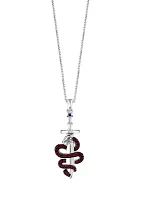 Men's Ruby, Sapphire Pendant Necklace in Sterling Silver