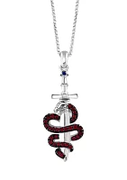 Men's Ruby, Sapphire Pendant Necklace in Sterling Silver