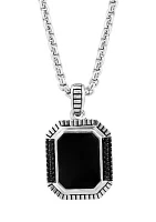 Men's Onyx and Black Spinel Pendant Necklace in Sterling Silver