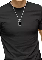 Men's Onyx and Black Spinel Pendant Necklace in Sterling Silver