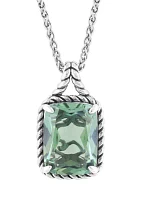 9.5 ct. t.w. Green Amythyst Cushion Necklace in Sterling Silver