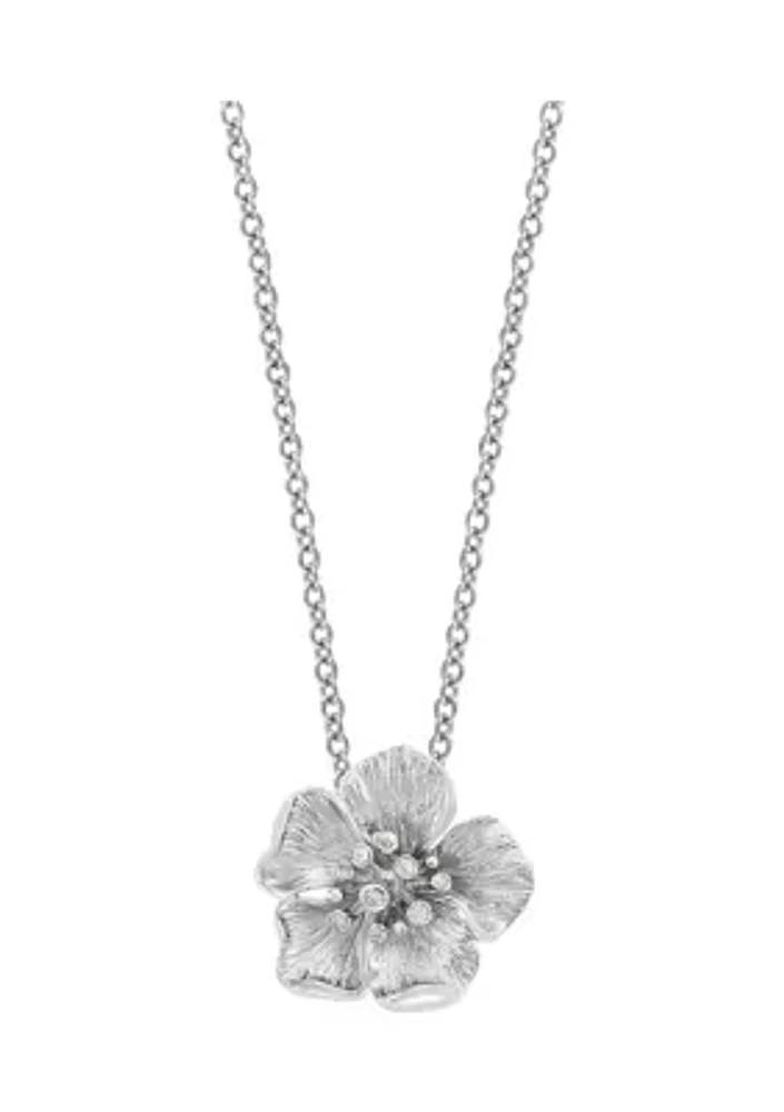 1/10 ct. t.w. Diamond Flower Pendant in Sterling Silver 