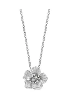 1/10 ct. t.w. Diamond Flower Pendant in Sterling Silver 