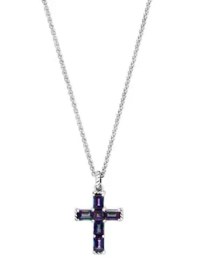 Mystic Topaz Cross Pendant Necklace in Sterling Silver