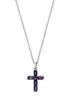 Mystic Topaz Cross Pendant Necklace in Sterling Silver