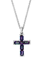 Mystic Topaz Cross Pendant Necklace in Sterling Silver