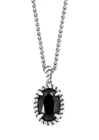 Onyx Cable Pendant Necklace In Sterling Silver 