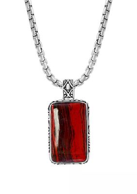Men's 10.65 ct. t.w. Red Jasper Pendant Necklace in Sterling Silver