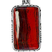 Men's 10.65 ct. t.w. Red Jasper Pendant Necklace in Sterling Silver 