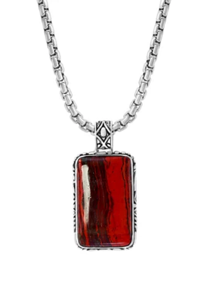 Men's 10.65 ct. t.w. Red Jasper Pendant Necklace in Sterling Silver 