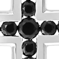 Men's 7/8 ct. t.w.  Black Spinel Cross Pendant Necklace in Sterling Silver 