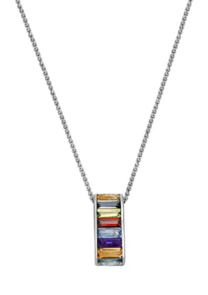 Amethyst, Blue Topaz, London Blue Topaz, Citrine, Garnet, Peridot Pendant Necklace in Sterling Silver