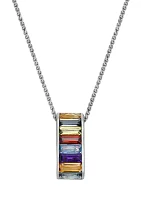 Amethyst, Blue Topaz, London Blue Topaz, Citrine, Garnet, Peridot Pendant Necklace in Sterling Silver