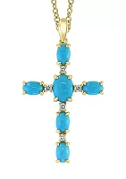  14K Yellow Gold 1/6 ct. t.w. Diamond and 2.68 ct. t.w. Turquoise Pendant Necklace 